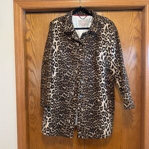 Banana Republic Leopard Print Car Coat | XL Animal Print Trench Jacket